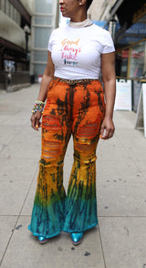 TUTTI-FRUTTI FRAYED BELL BOTTOMS