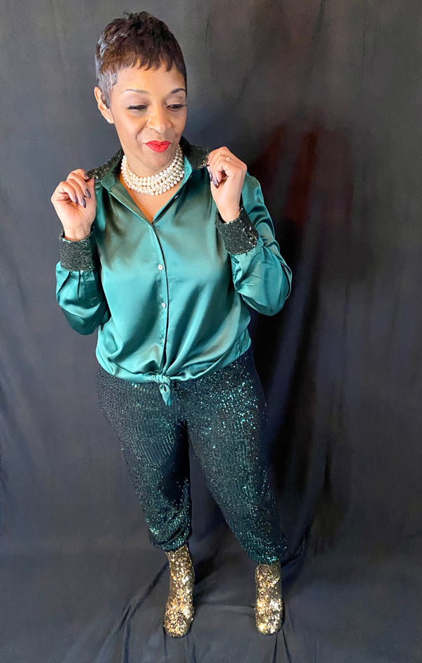 SEQUIN JOGGER PANT SET