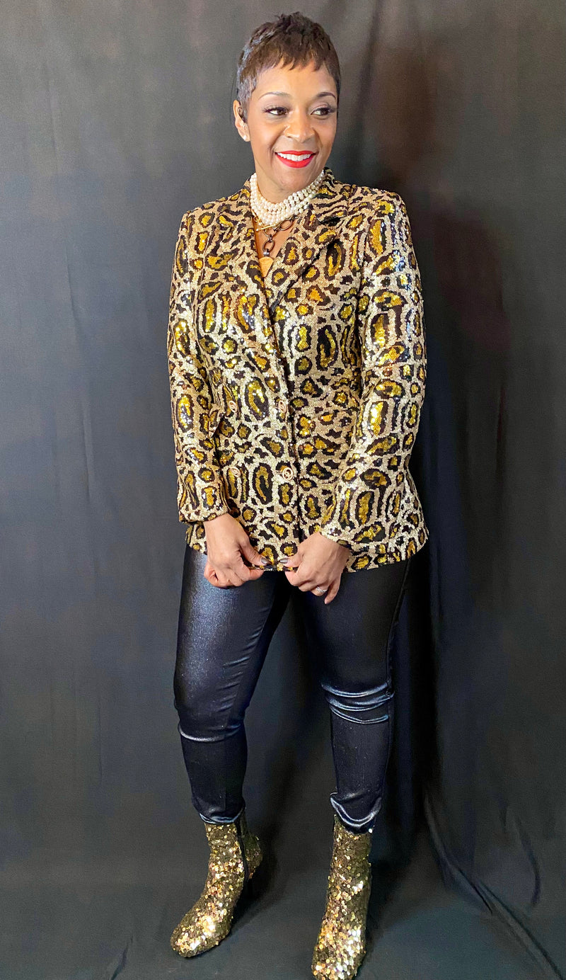 SEQUIN LEOPARD BLAZER