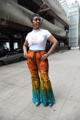 TUTTI-FRUTTI FRAYED BELL BOTTOMS