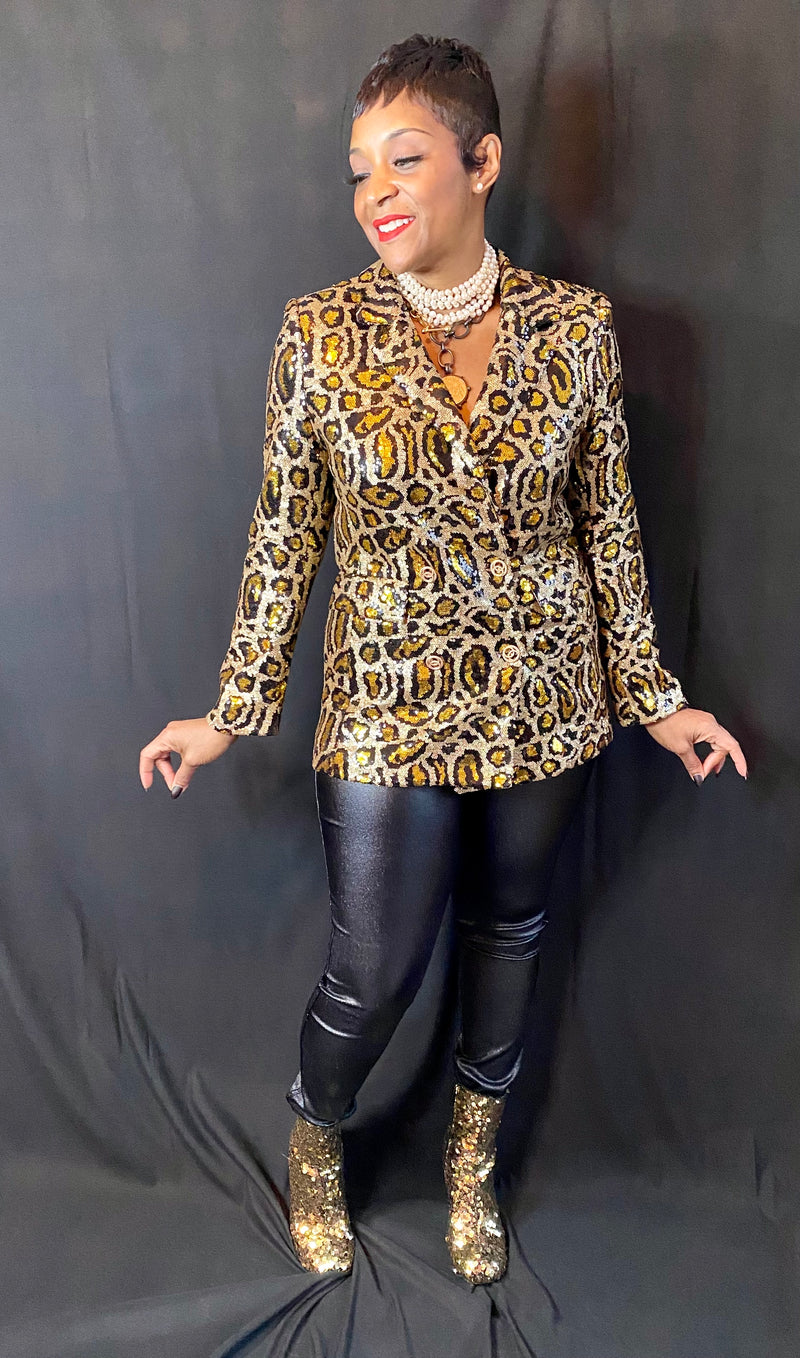 SEQUIN LEOPARD BLAZER