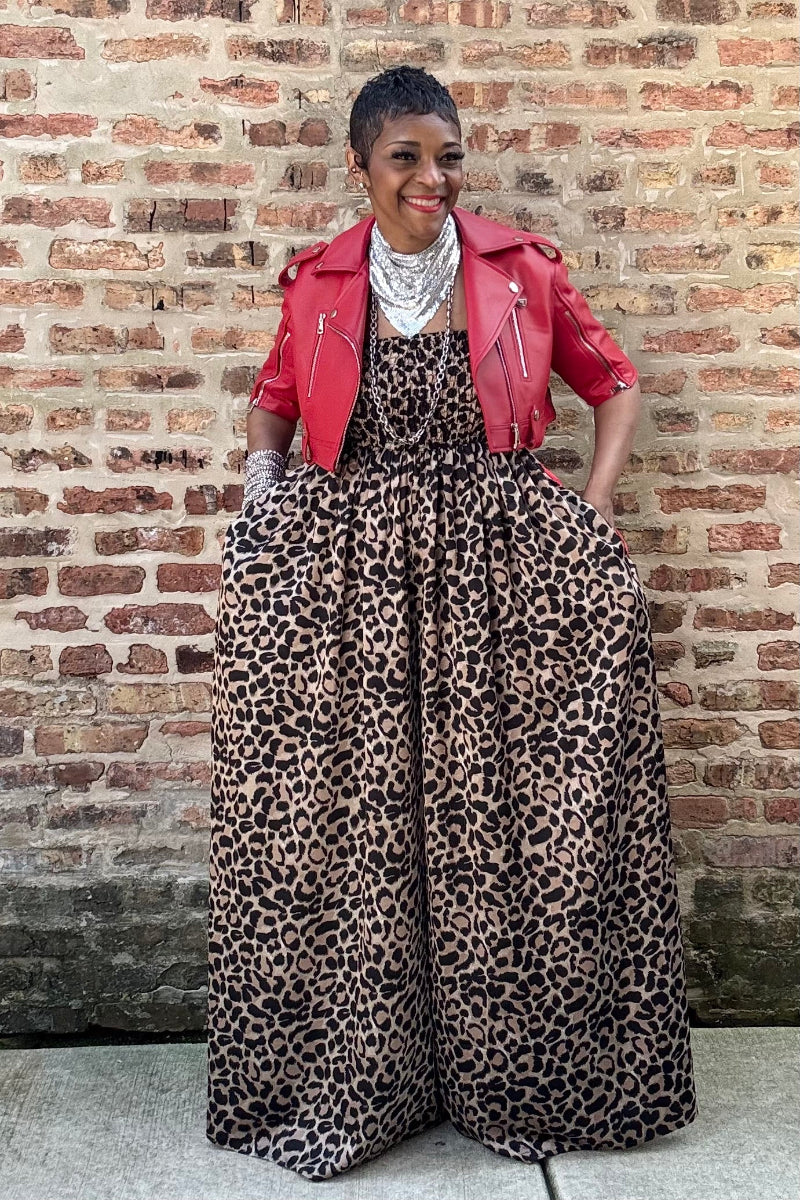 RED WILDFIRE CROPPED LEATHER JACKET