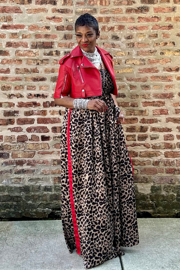 RED WILDFIRE CROPPED LEATHER JACKET