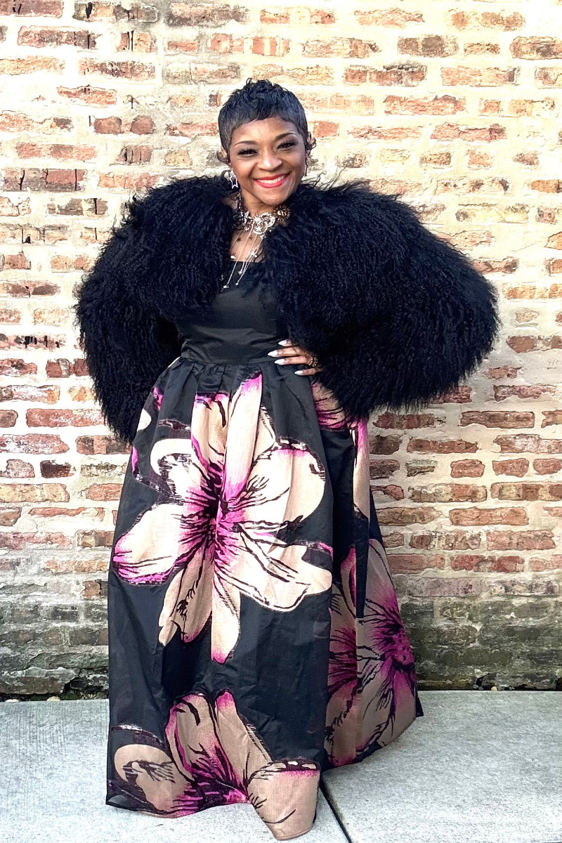 BOLD BLOSSOM STRAPLESS MAXI