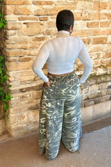 CAMO PAINT SPLATTER WIDE LEG PANTS