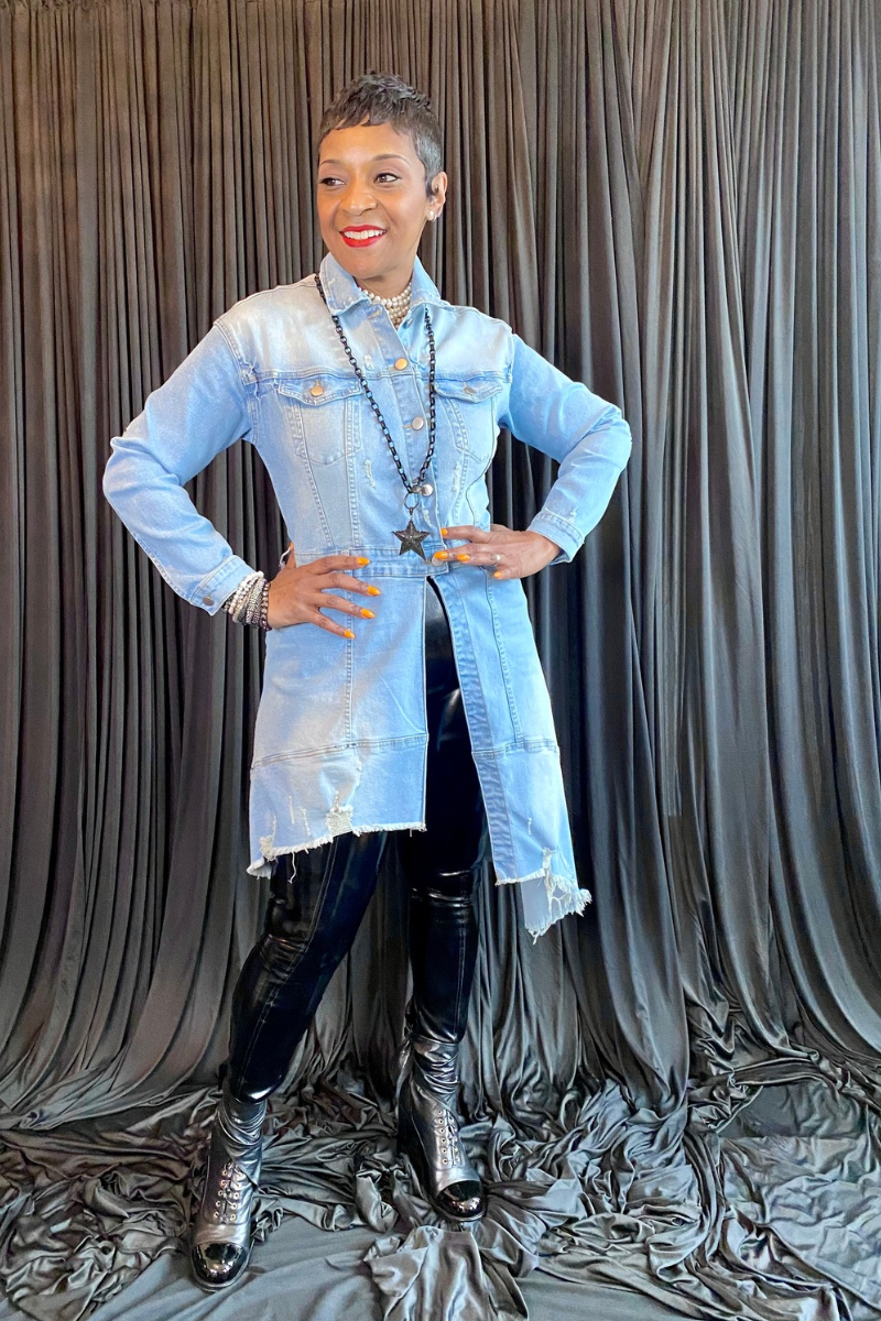 DISTRESSED DENIM JACKET-DRESS – Variations Style