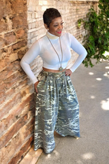 CAMO PAINT SPLATTER WIDE LEG PANTS