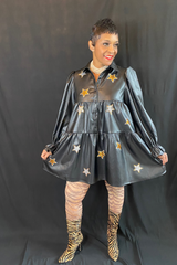 FAUX LEATHER SEQUIN STAR MINI