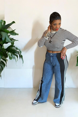 WIDE LEG TRACK JEANS