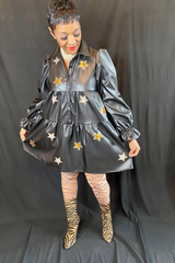 FAUX LEATHER SEQUIN STAR MINI