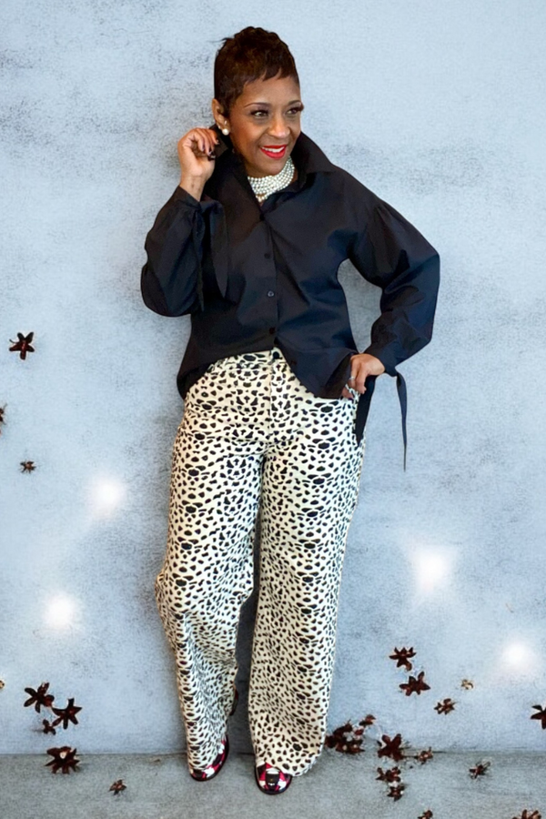 DALMATIAN ~ COW PRINT CRYSTAL DENIM JEANS